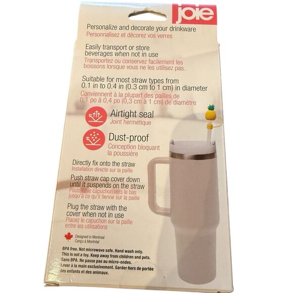 Joie Groovy Silicone Straw Caps, 4 Pack (Gold/yellow/black/grey) - 12.5x10x1cm - Picture 4 of 5